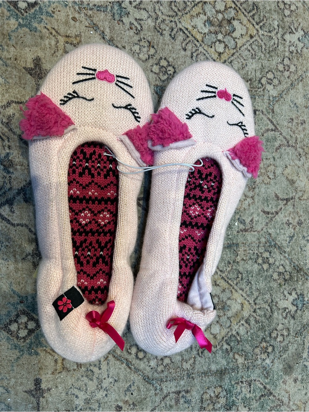 Cozy Pink Cat Ballet Slippers  for Women
